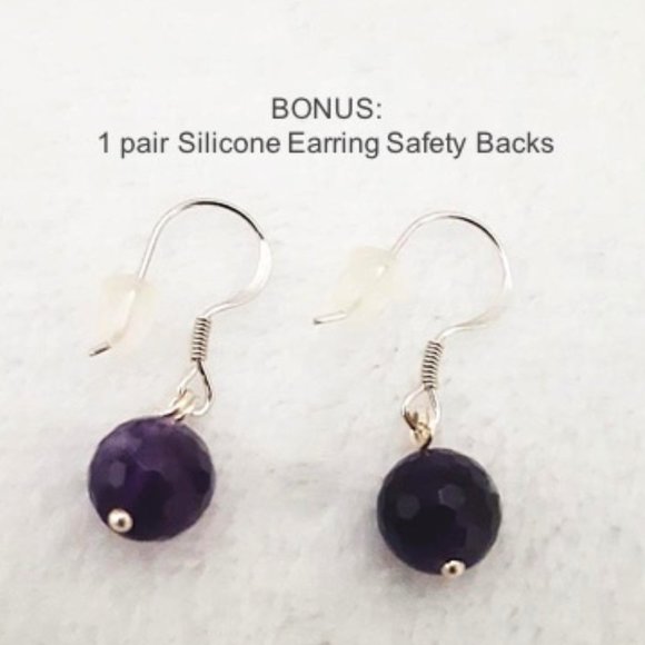 Elegant Purple Amethyst Earrings 925 Silver Wire - Picture 7 of 8